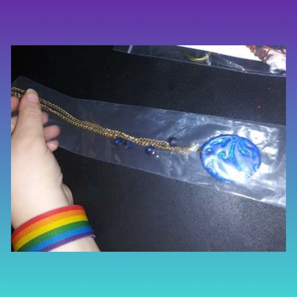 😍THANK U! Necklace 💙💜Artisan Made💜💙 - Picture 2 of 3